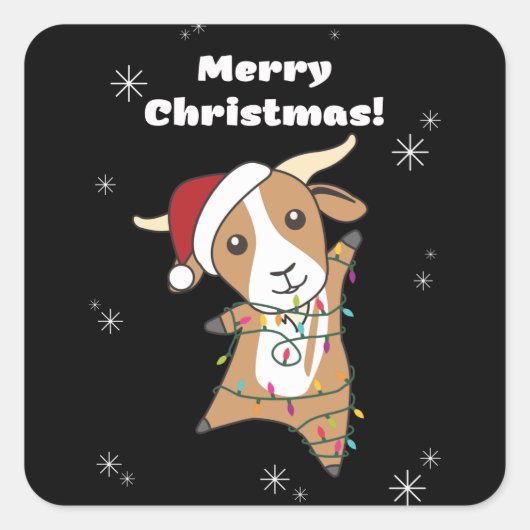 ヤギのクリスマスヤギ冬動物 スクエアシール (正面)