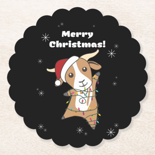 ヤギのクリスマスヤギ冬動物 ペーパーコースター (正面)