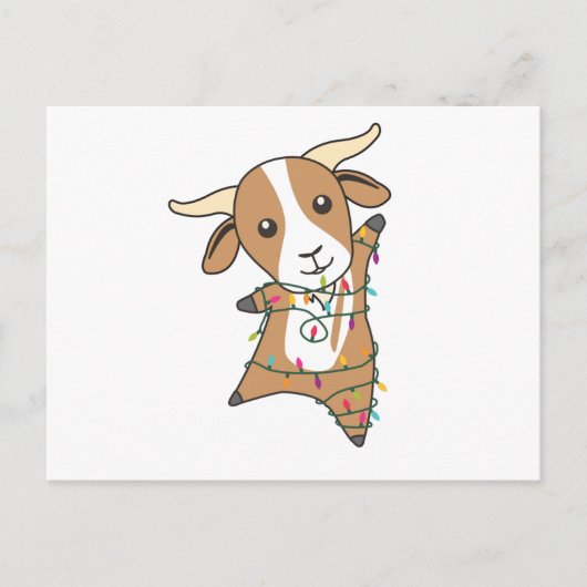 ヤギのクリスマスヤギ冬動物 ポストカード (正面)