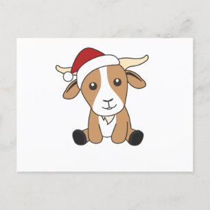 ヤギのクリスマスヤギ冬動物 ポストカード