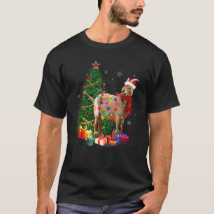 ヤギのクリスマスライトクリスマスサンタ・ハット・パジャマスアニメーション Tシャツ