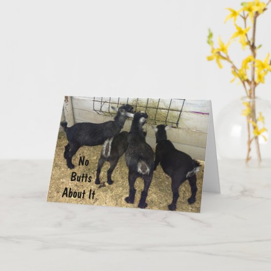 ヤギのグループITに関するお尻を送信しない誕生日おもしろい カード (黄色い花)