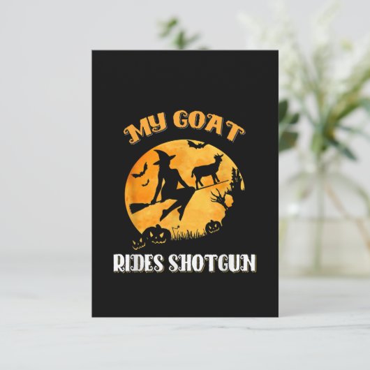 ヤギのショットガン怖いハロウィーン サンキューカード (スタンド正面)