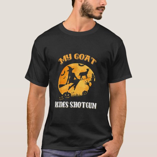 ヤギのショットガン怖いハロウィーン Tシャツ (正面)