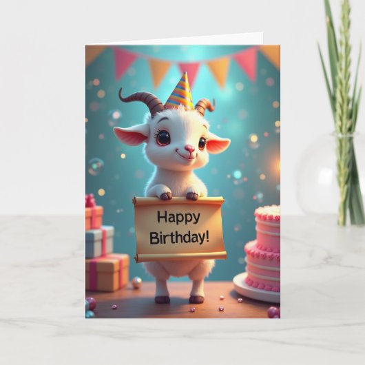 ヤギのスマイル誕生日カード カード (正面)