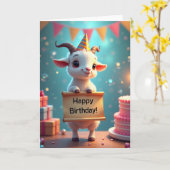ヤギのスマイル誕生日カード カード (黄色い花)