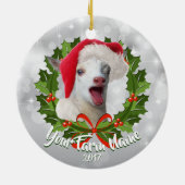 ヤギのナイジェリアの矮小子サンタハットクリスマス セラミックオーナメント (裏面)