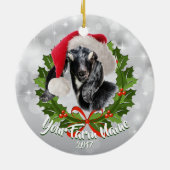 ヤギのヌビアンキッドSanta Hatクリスマスオーナメント セラミックオーナメント (裏面)
