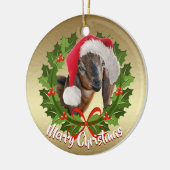 ヤギのヌビアンドイキッドサンタハットクリスマスオーナメント セラミックオーナメント (左)