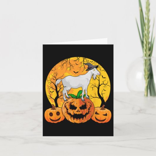 ヤギのハロウィンウィッチカボチャおもしろいヤギ恋人ホール カード (正面)