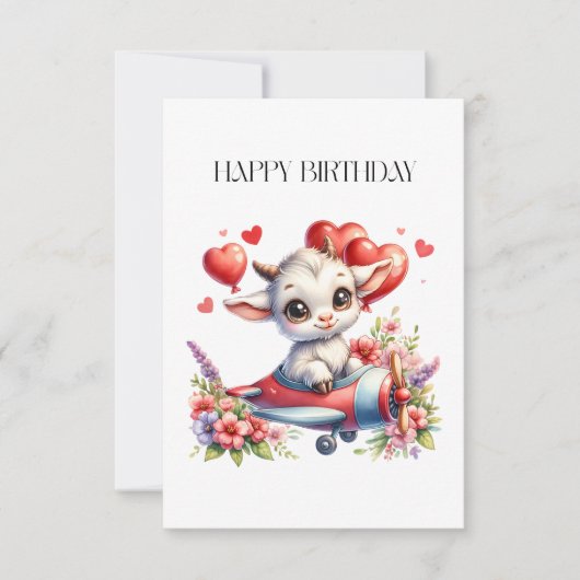 ヤギのパイロット 誕生日 サンキューカード (正面)