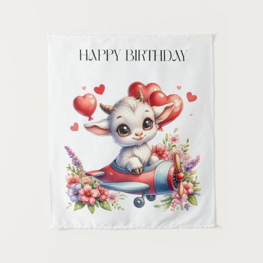 ヤギのパイロット 誕生日 タペストリー (正面)