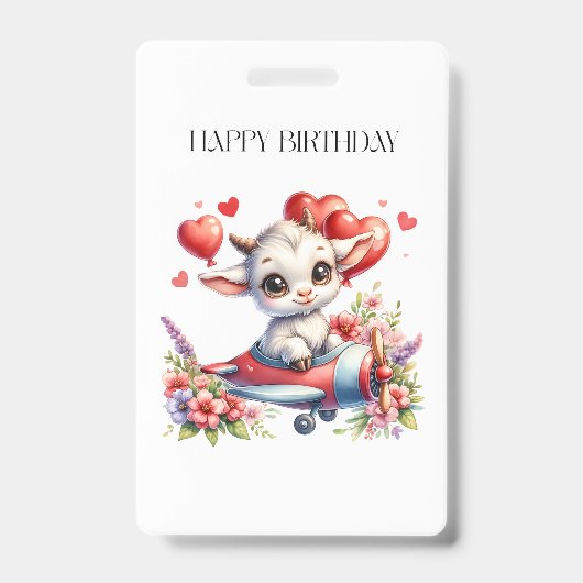 ヤギのパイロット 誕生日 バッジ (正面)