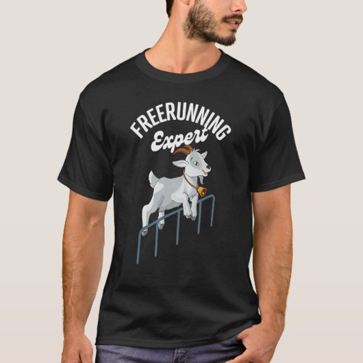 ヤギのフリーランニングの専門家 ファーム アニマル ヤギ Tシャツ (正面)