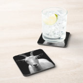 ヤギのポートレート（白黒） コースター (右側)