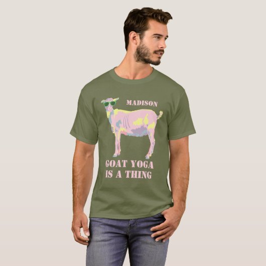 ヤギのヨガのパステルのおもしろいなヤギのヨガは事です Tシャツ (正面フル)