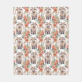 ヤギのヴィンテージパターン フリースブランケット (正面)