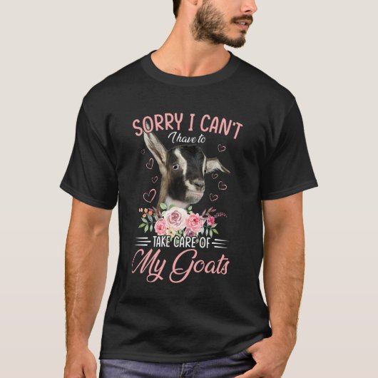ヤギの世話をしないといけないので駄目です  Tシャツ (正面)