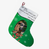 ヤギの写真を追加してSantaと名前を付親愛ける ラージクリスマスストッキング (正面 (吊り時))