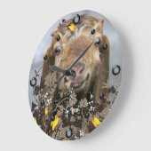 ヤギの写真フローラの壁時計 ラージ壁時計 (傾斜)