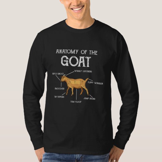 ヤギの動物カプリン服の解剖学農家 Tシャツ (正面)
