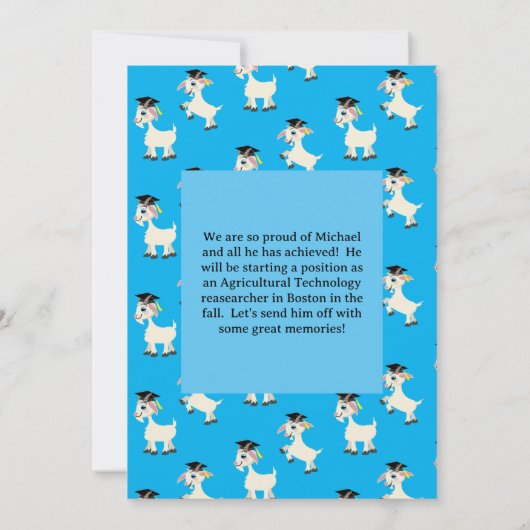 ヤギの卒業式パーティーかわいい 招待状 (裏面)