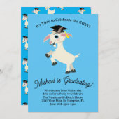ヤギの卒業式パーティーかわいい 招待状 (正面/裏面)