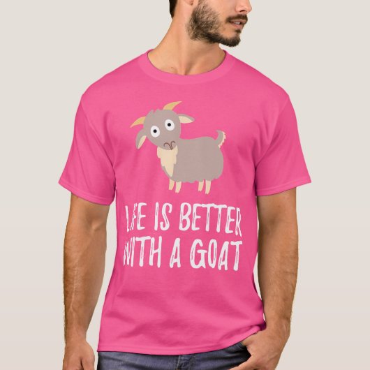 ヤギの可愛い動物の方が生活が良い Tシャツ (正面)
