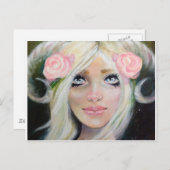 ヤギの女の子~ヤギの角を持つブロンドの女の子 ポストカード (正面/裏面)