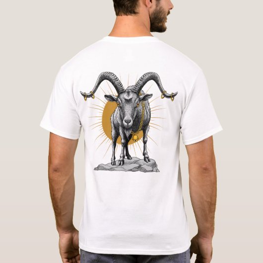 ヤギの姿勢 – 大胆な芸術的動物イラスト Tシャツ (裏面)