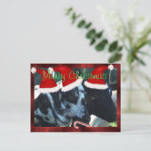 ヤギの子供のクリスマスの郵便はがきは個人化なできます シーズンポストカード (スタンド正面)