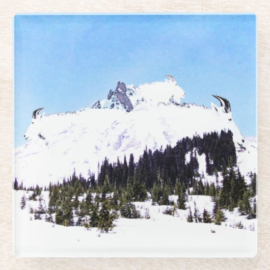 ヤギの山 ガラスコースター (正面)