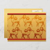 ヤギの年中国の〔占星術の〕十二宮図葉書 シーズンポストカード (正面/裏面)