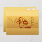 ヤギの年中国の〔占星術の〕十二宮図葉書 シーズンポストカード (正面/裏面)