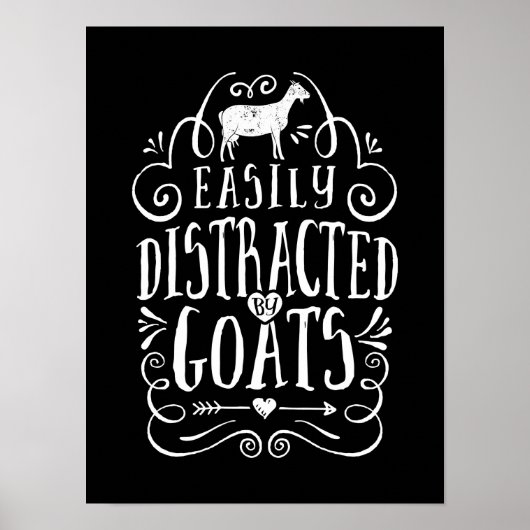 ヤギの恋人の贈り物おもしろいに簡単に気を取られる ポスター (正面)