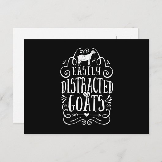 ヤギの恋人の贈り物おもしろいに簡単に気を取られる 案内ポストカード (正面/裏面)