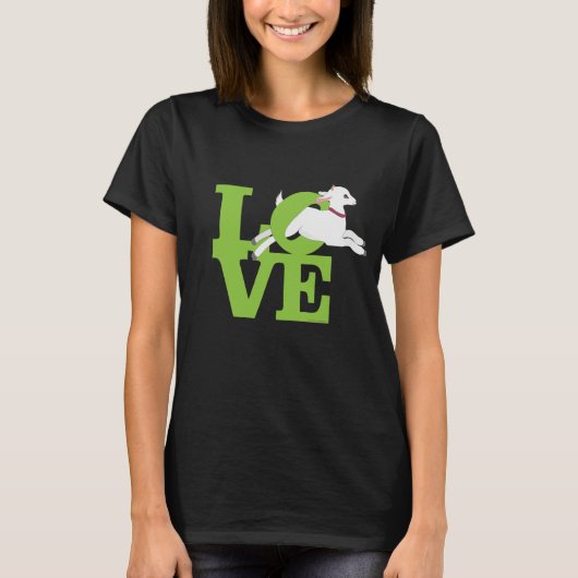 ヤギの恋人 | ライムグリーンダークヤギL O V E Tシャツ (正面)