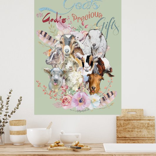 ヤギの恋人 |神の大切贈り物GetYerGoat™ ポスター (キッチン)