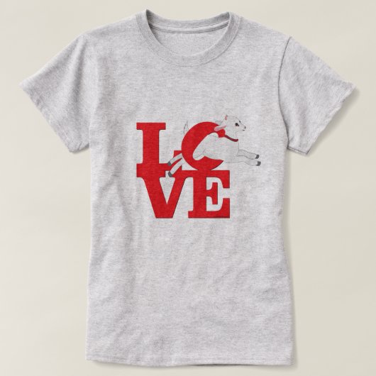 ヤギの恋人 | RED Goat L O V E – ホワイトヤギ Tシャツ (デザイン正面)