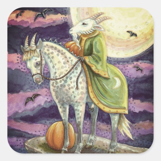 ヤギの悪魔、確かに足を踏んだスティードファンタジーハロウィーン スクエアシール (正面)