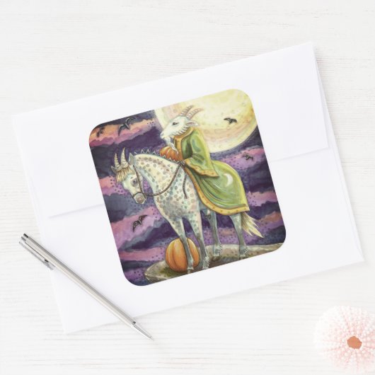 ヤギの悪魔、確かに足を踏んだスティードファンタジーハロウィーン スクエアシール (封筒)