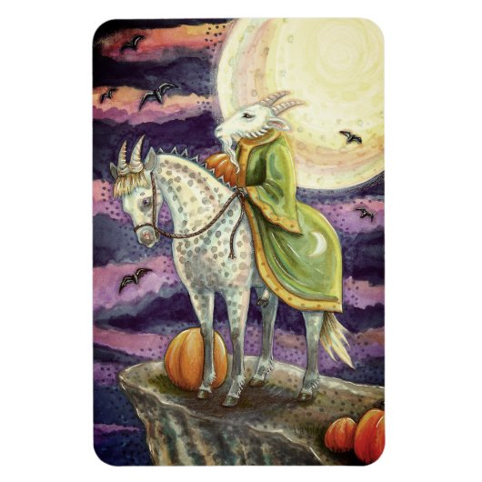 ヤギの悪魔、確かに足を踏んだスティードファンタジーハロウィーン マグネット (縦)