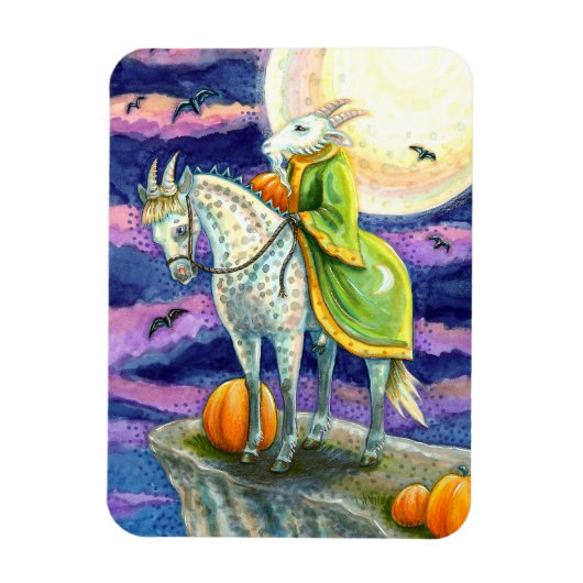 ヤギの悪魔、確かに足を踏んだスティードファンタジーハロウィーン マグネット (縦)