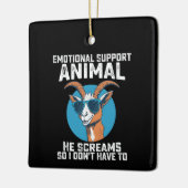 ヤギの感情的なサポート動物彼は叫ぶので、私は言わない セラミックオーナメント (左)