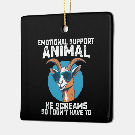 ヤギの感情的なサポート動物彼は叫ぶので、私は言わない セラミックオーナメント (左)