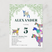 ヤギの水彩紅葉バースデーパーティー インビテーションポストカード (正面)