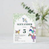 ヤギの水彩紅葉バースデーパーティー インビテーションポストカード (スタンド正面)