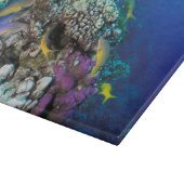 ヤギの群のまわりに生サンゴ カッティングボード (角)