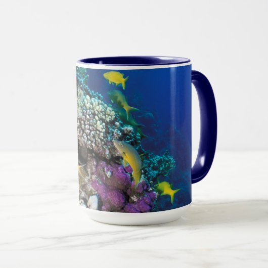 ヤギの群のまわりに生サンゴ マグカップ (正面右)