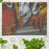 ヤギの落書きの年 キッチンタオル (折り畳み)